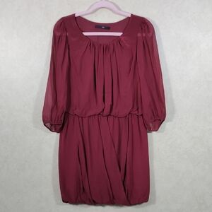 04088 Tibi burgundy silk bubble hem dress 8